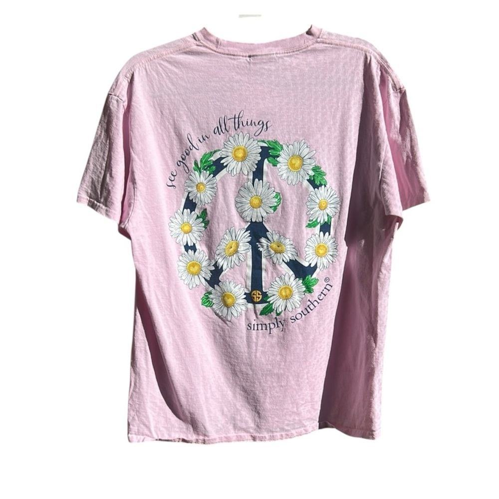 Simply Southern Pink Short Sleeve Tee with Peace Sign